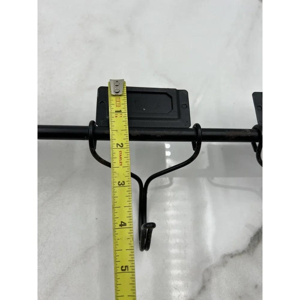 Black Metal Wall Mounted Coat Rack 5 Sliding Hooks with Label Holders 24 Inch